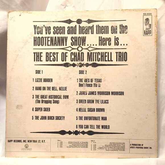 Vintage LP Vinyl Record Chad Mitchell Trio The Best Of Chad Mitchell Trio KS3334 - Picture 2 of 2